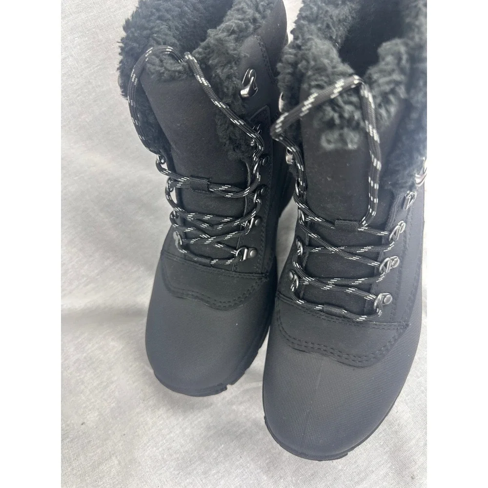 All in Motion Black Winter Boots Thermolite EcoMade Faux Fur Trim Mens‎ 9